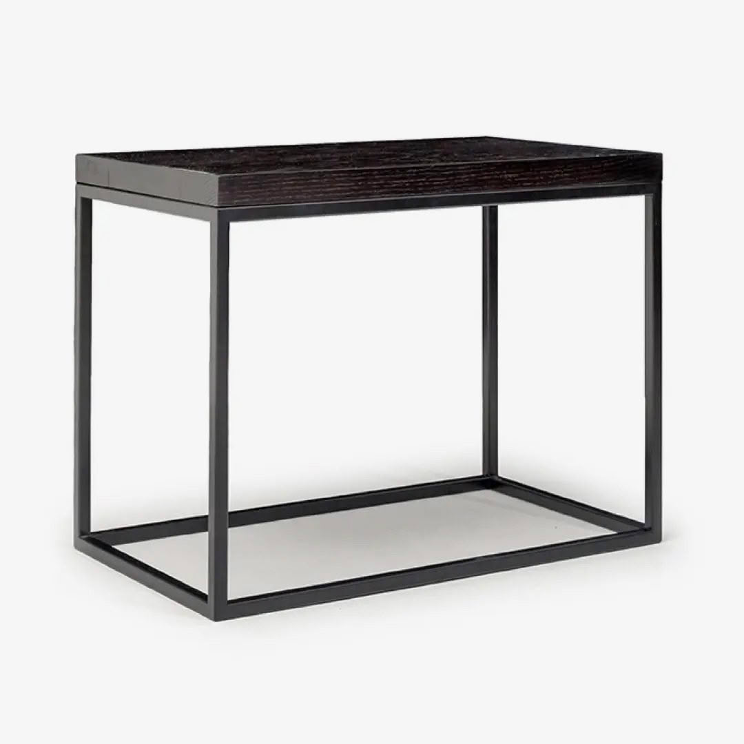 Arnie-Side-Table.webp Modern dark wood top side table with metal frame
