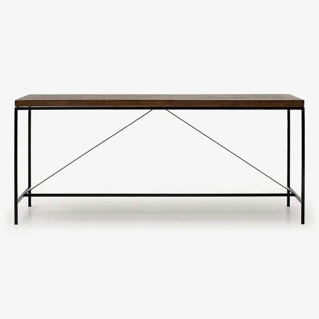 Modern rectangular wood and metal frame table