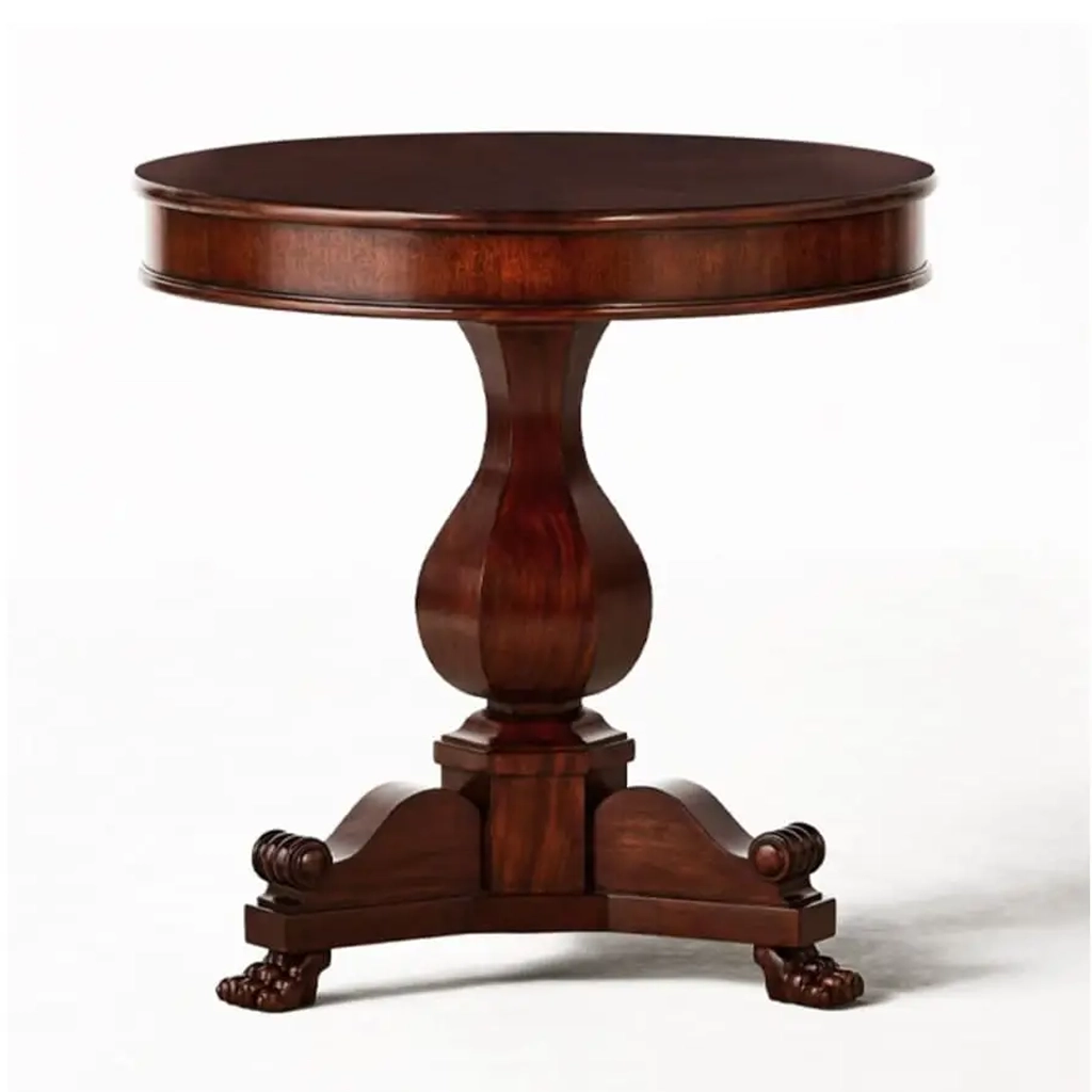 Elegant vintage mahogany round pedestal table