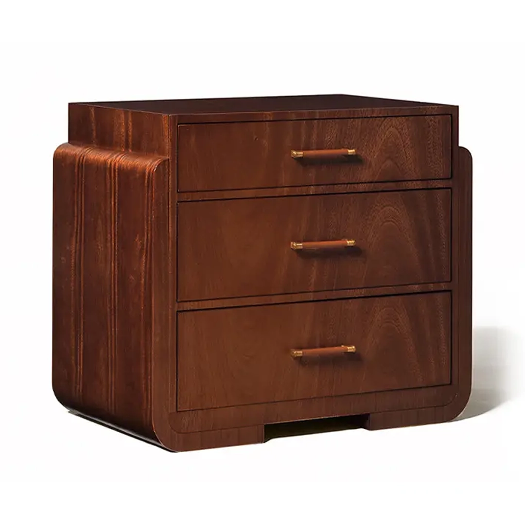 Elegant wooden bedside table with drawers