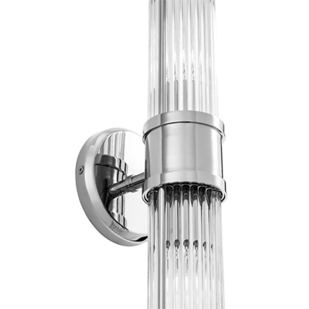 CLARIDGES WALL LAMP DOUBLE - NICKEL WITH CLEAR GLASS | Trenzseater NZ
