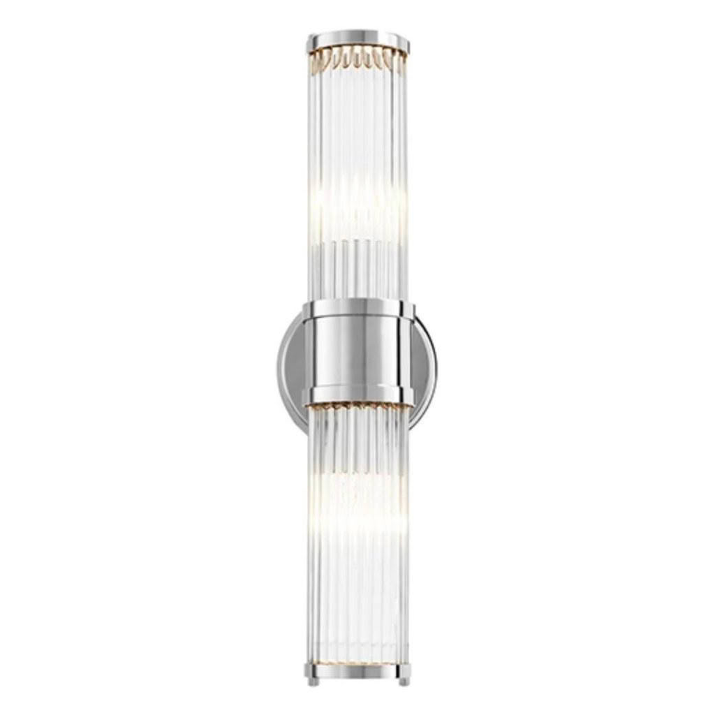 CLARIDGES WALL LAMP DOUBLE - NICKEL WITH CLEAR GLASS | Trenzseater NZ