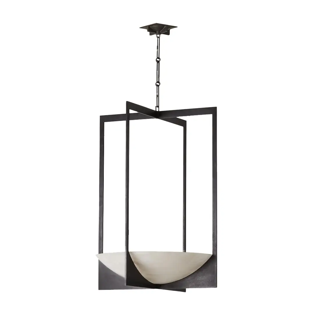 Modern black pendant light with geometric frame