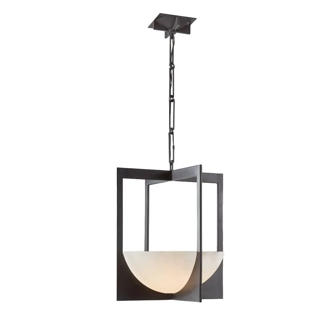 Modern geometric pendant light with frosted glass shade
