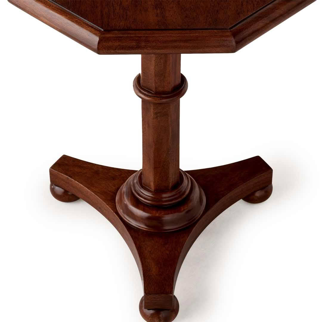 Detailed wooden table base on white background