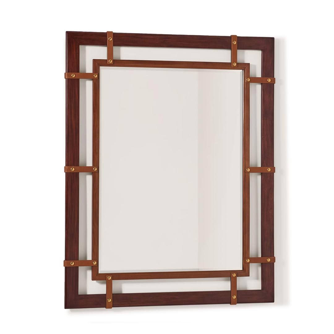 Elegant wooden frame with white canvas and brass fittings