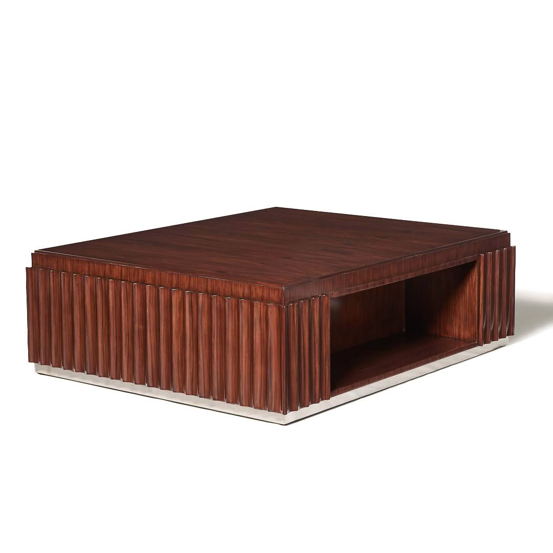 Modern wooden coffee table with storage compartments