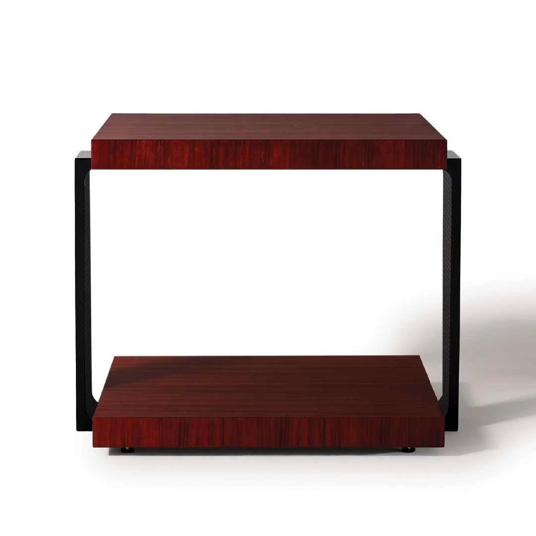 Modern two-tiered red wooden side table