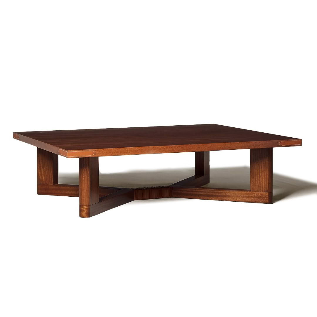 Modern wooden coffee table with lower shelf