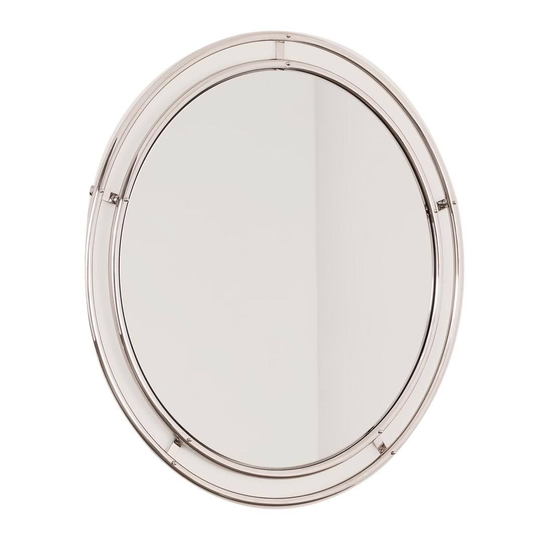 Round wall-mounted decorative silver mirror