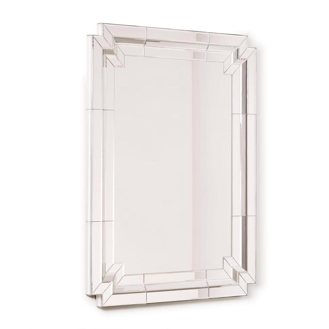 Elegant rectangular mirror with geometric frame design