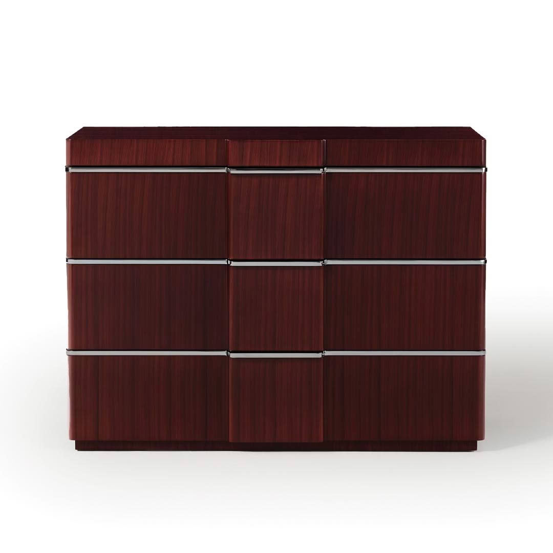 Modern dark red wooden chest of drawers