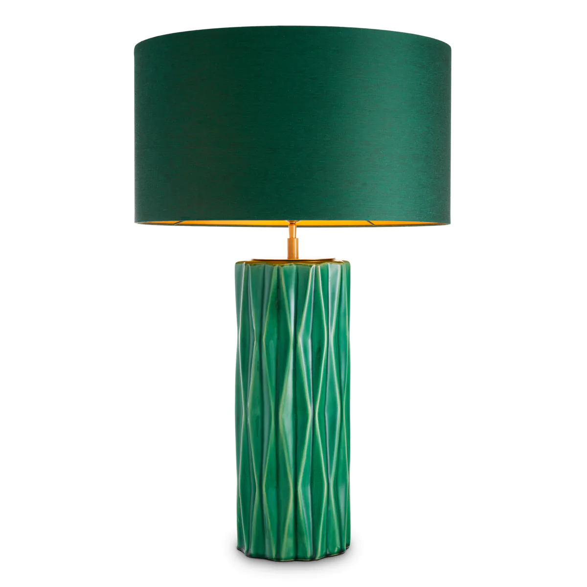 Green ceramic lamp with dark green shade