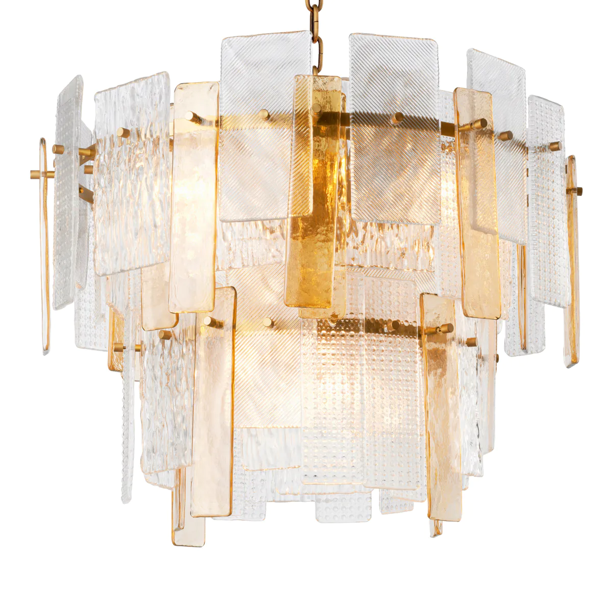 Elegant gold and white glass chandelier