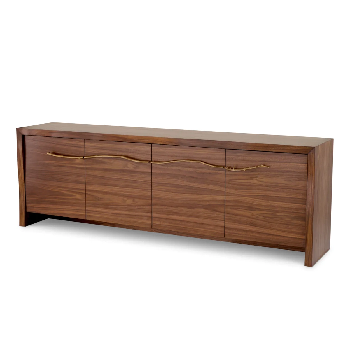 Modern walnut sideboard with sleek design and handles