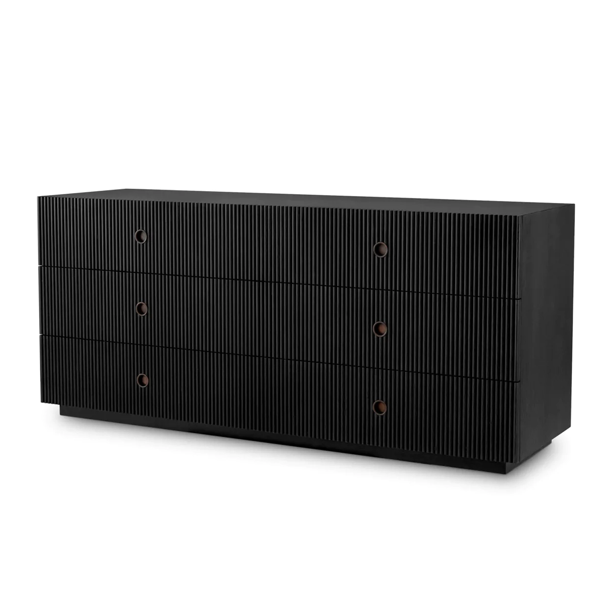 Black ridged dresser with six drawers