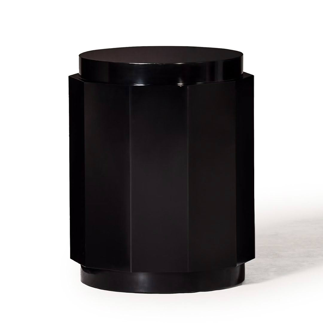 Black cylindrical modern pedestal table