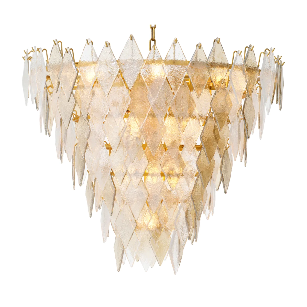 Elegant tiered chandelier with gold leaf accents