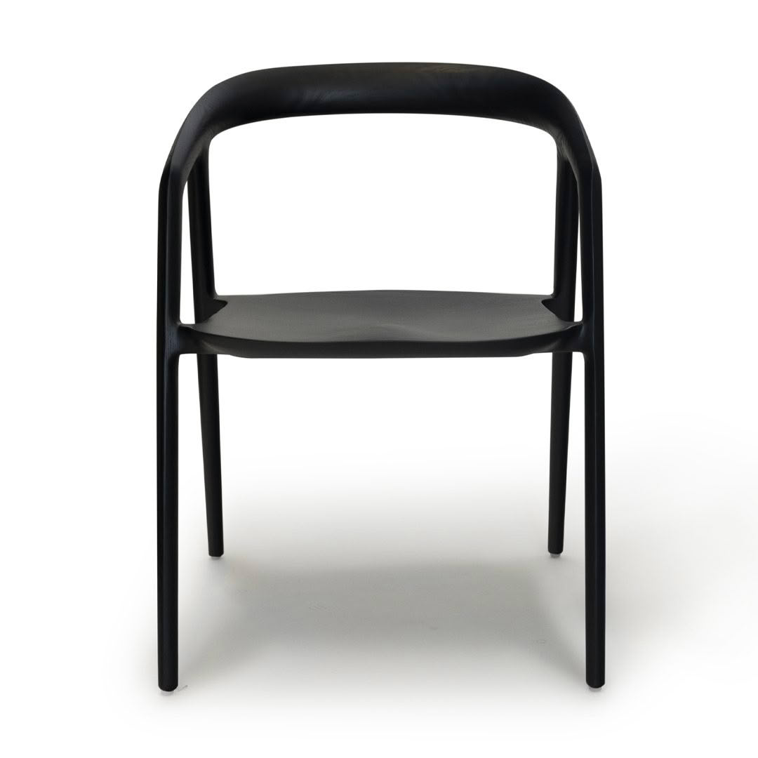 Modern black minimalist chair on white background