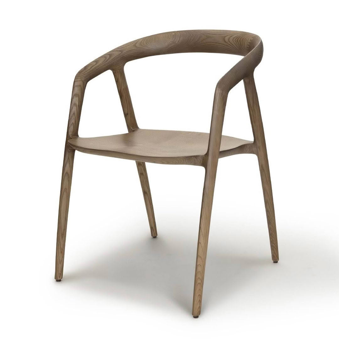 Minimalist wooden chair with smooth, curved design