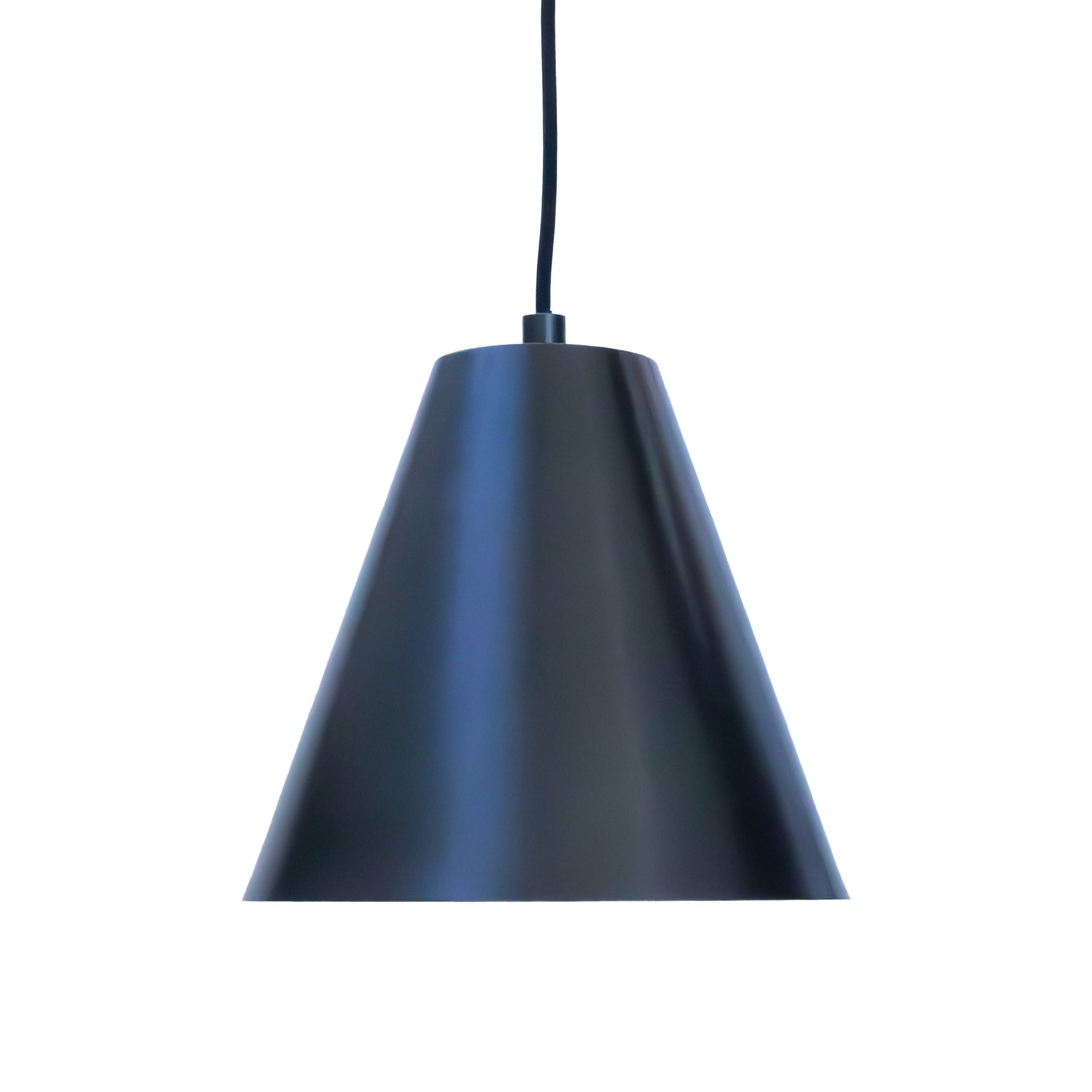 Modern black cone-shaped pendant lamp isolated on white