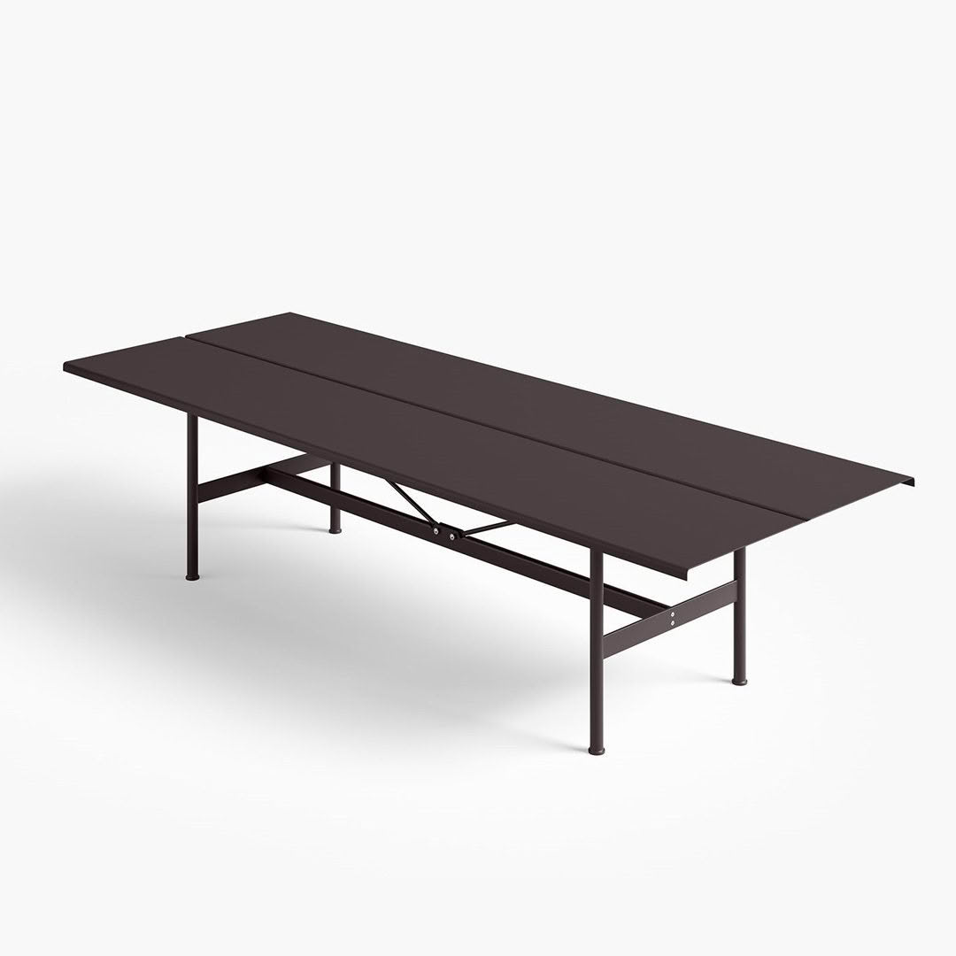 Dark brown folding table isolated on white background