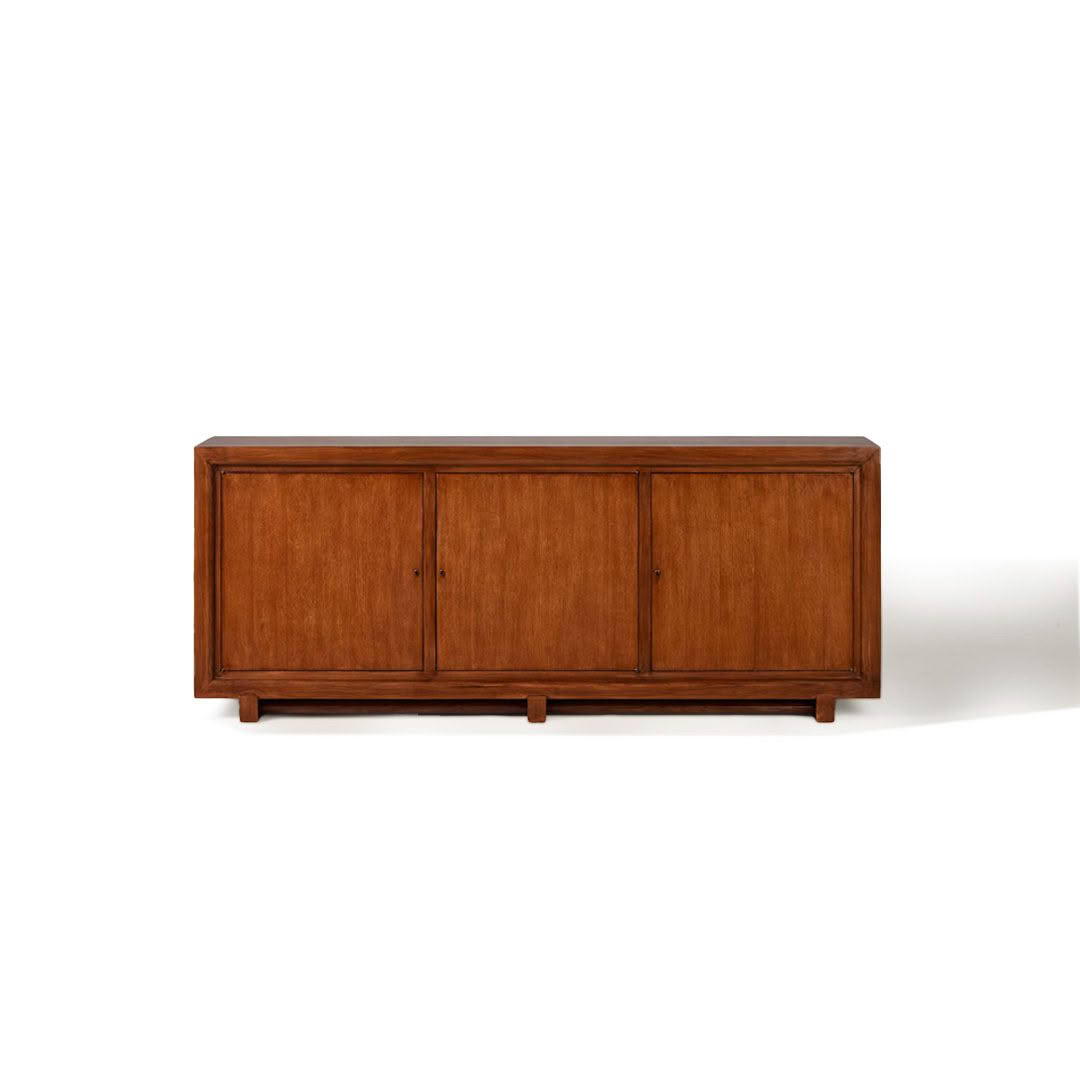 Vintage wooden credenza on white background