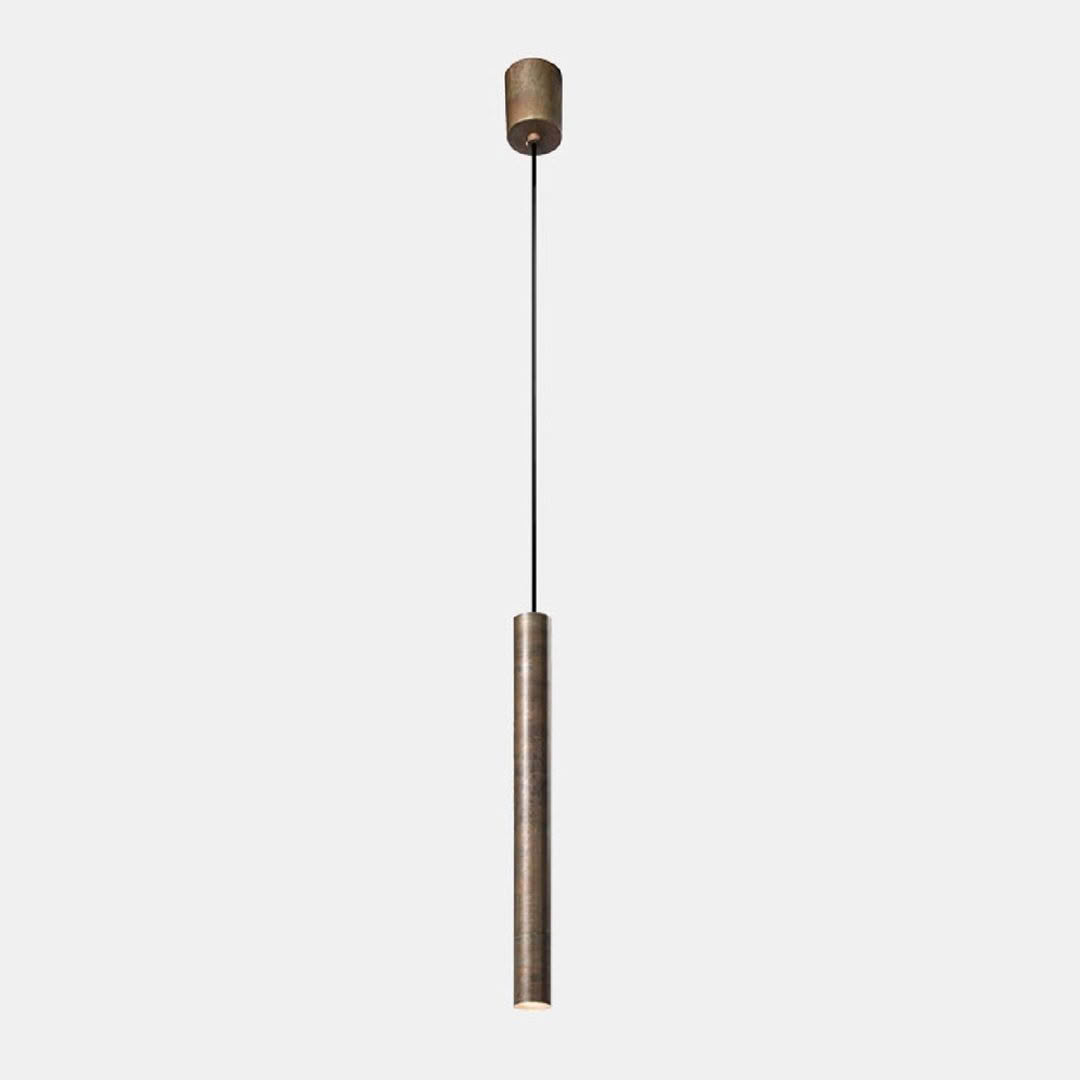 Minimalist bronze cylindrical pendant light