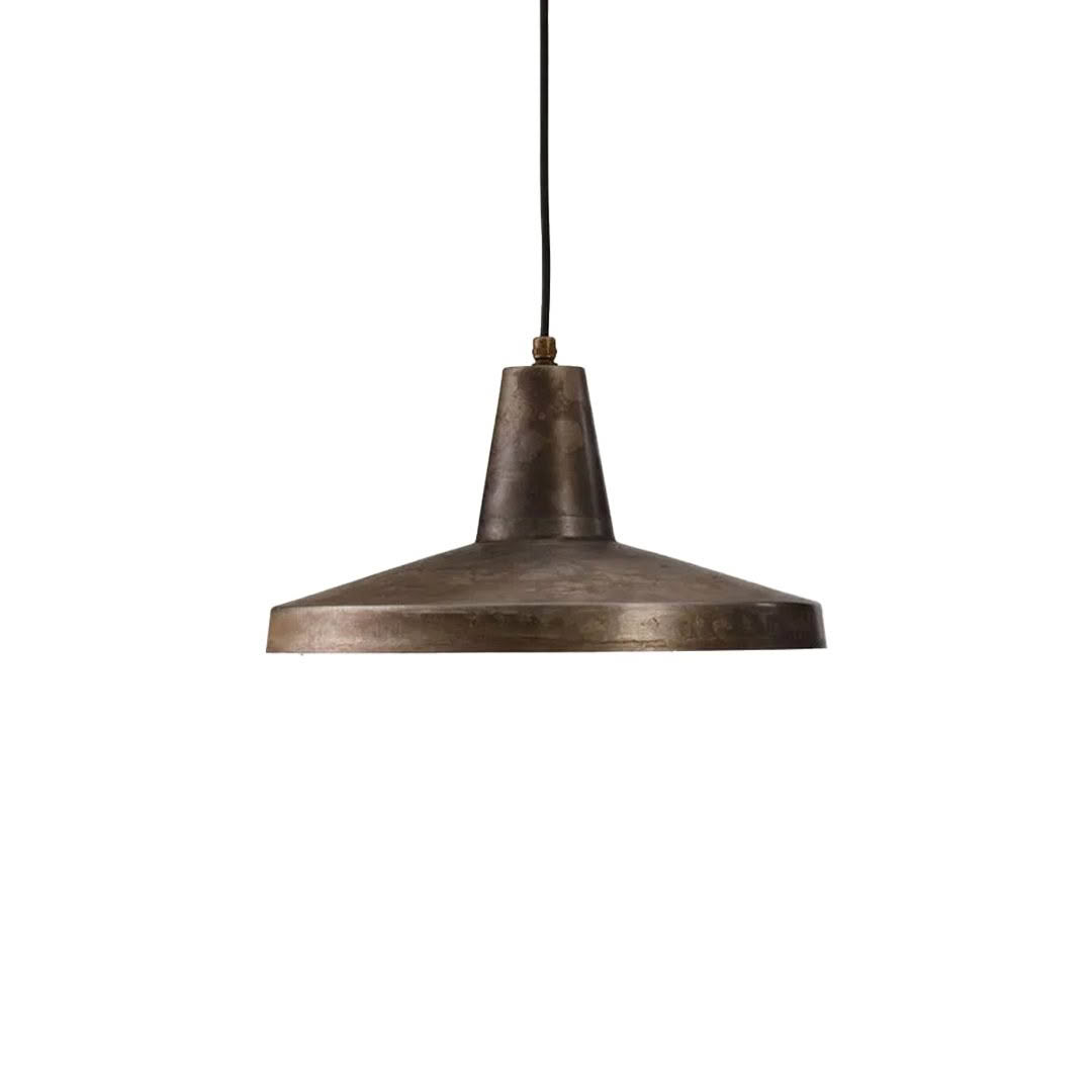 Vintage bronze pendant light hanging on white background